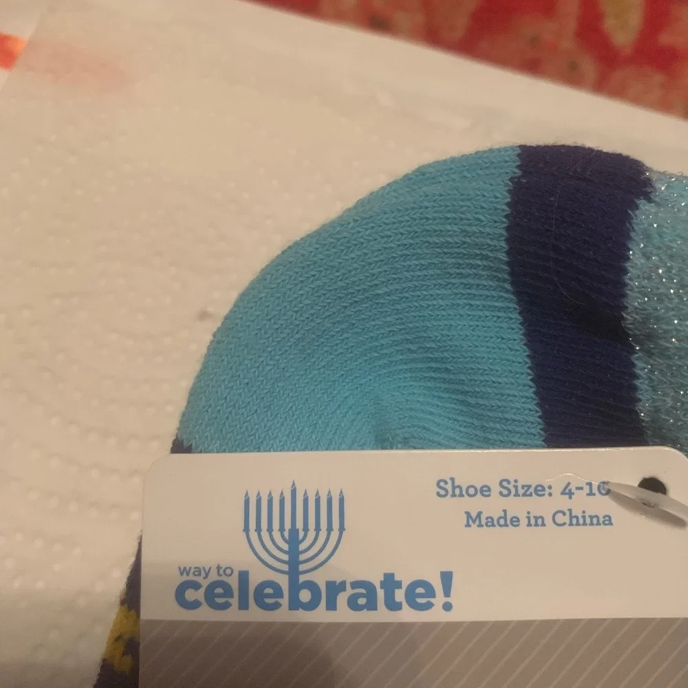 Men’s Blue and  White striped Hanukkah Socks NEW NWT